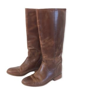 Brown knee high ridding boots women’s size 8 Frye Jolie back zip leather tall